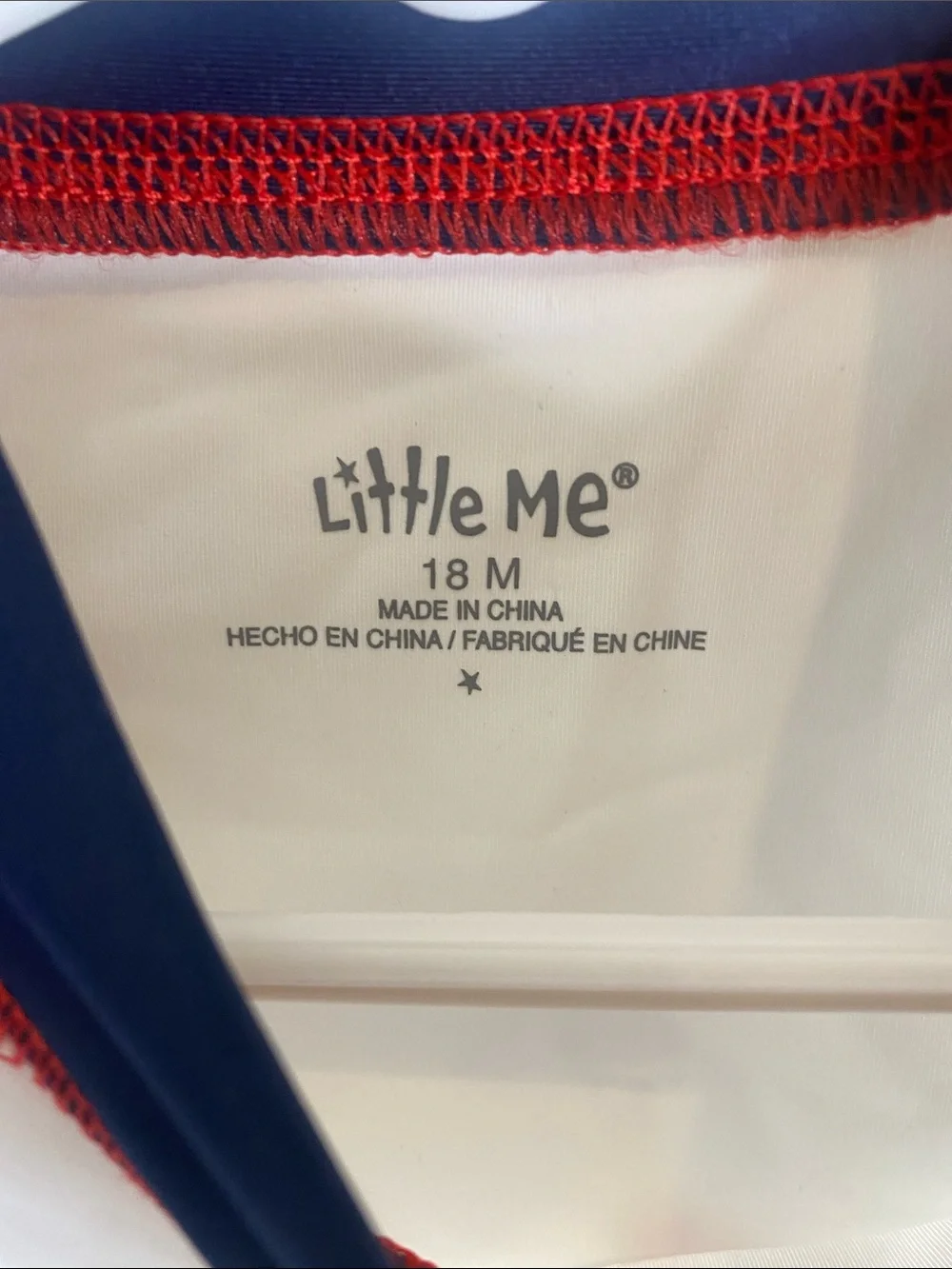 Little Me Navy, White & Red Rashguard Swim Top